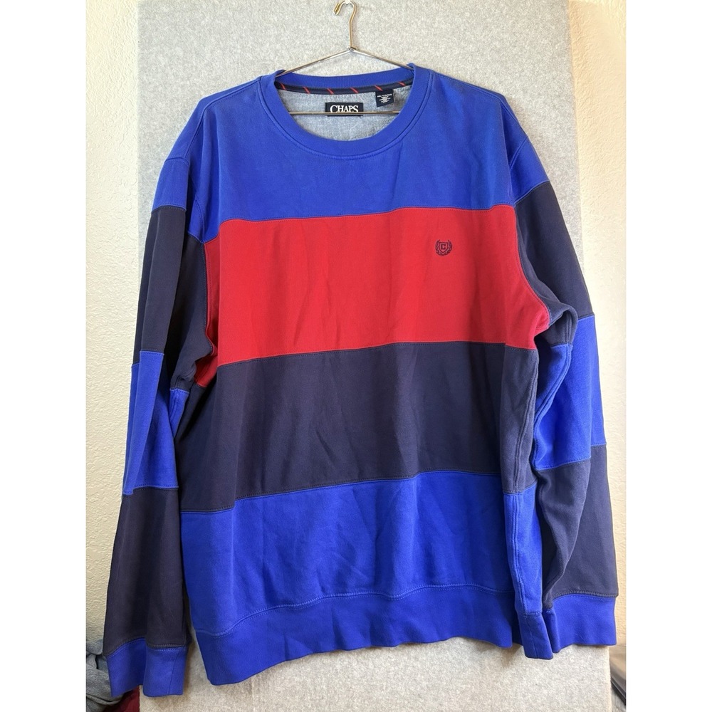 Vintage Chaps Sweatshirt MensXXL Blue Red Colorblock Y2K Pullover Adult